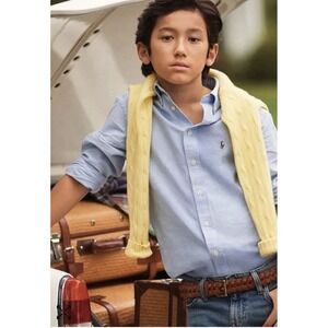 NEW! Ralph Lauren Oxford Button Down Dress Shirt Slim Fit Blue SZ 10